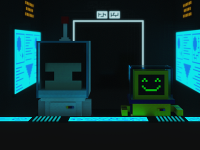 Estaba muy solo, así que decidí hacerle un amigo... astronaut computers future robot space spaceship voxels