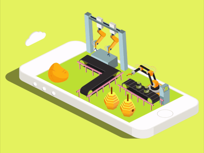 Fabreec design illustration reward app tech isometric cellphone robots protein industry flying fly honey green cold ice cream after affects illustrator bee fabric