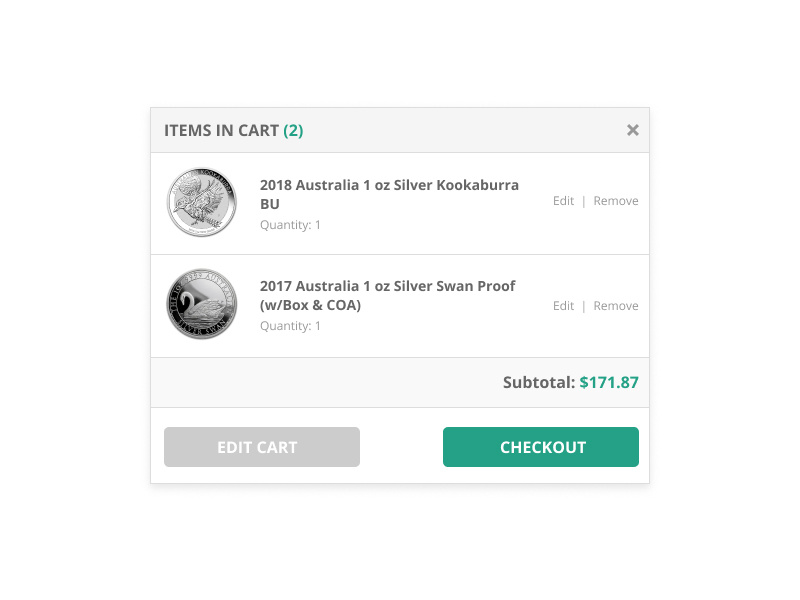 Quick Cart View white clean ux ui cart
