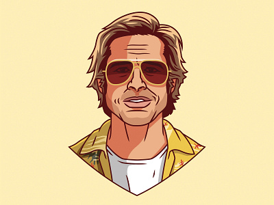 Brad Pitt as Cliff Booth actor branding cartoon fan art film graphic design hollywood icon illustration logo pop art portrait tarantino vector