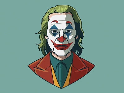 Joaquin Phoenix as Joker batman branding cartoon dc dccomics design fan art film graphic design icon illustration joker logo logo design movie pop art portrait vector