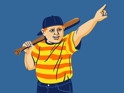 Ham americana apparel baseball bat character film ham illustration kid retro sandlot vector