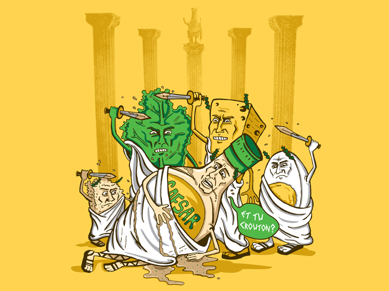 Et Tu Crouton? graphic design romans t-shirt vector drawing food funny threadless caesar illustration