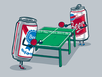 Beer Pong beer beer pong digital art drinks funny illustration ping pong t shirt tennis threadless vector