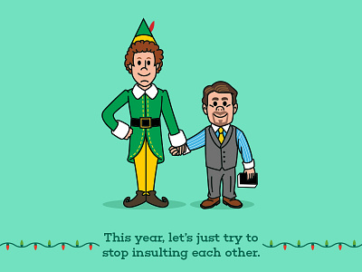 Buddy and Miles card cartoon christmas elf fan art funny holidays illustration merry movie simple vector