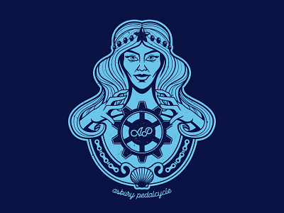 Asbury Pedalcycle art asbury park badge fortune teller illustration logo mermaid new jersey vector