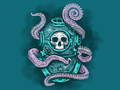 Dead Diver apparel branding design digital illustration fitness graphic design icon illustration logo logo design nautical ocean octopus sea skull vector
