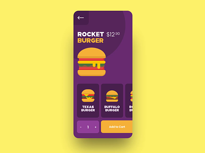 Burger App animation burger flat design food app illustration mobile app motion graphics ui user interface ux vector