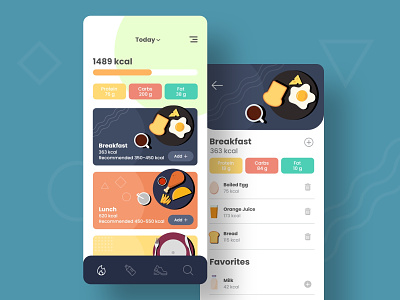 Dietta app ui colorful design diet app food health app illustration mobile app ui user interface ux vector