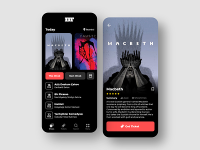 Devlet Tiyatroları App UI mobile mobile app theatre theatre app ticket ticket app ui user interface ux