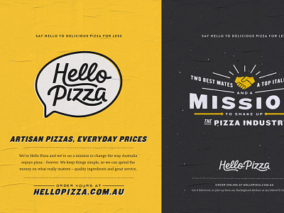 Hello Pizza brand posters branding fun posters vibrant