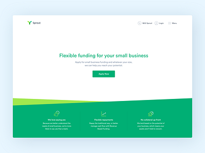 Sprout marketing site clean desktop fintech green minimal ui ux website