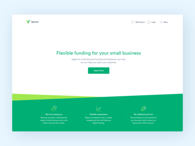 Sprout marketing site clean desktop fintech green minimal ui ux website