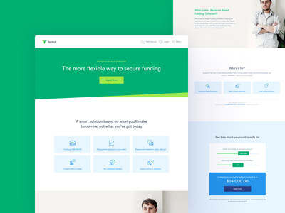 Sprout product page clean desktop fintech green minimal ui ux website