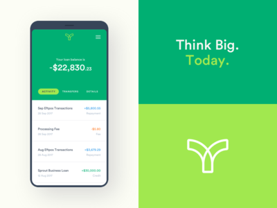 Sprout app concept app banking clean green minimal mobile ui ux