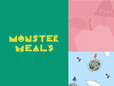 Monster Meals brand tile branding clean colourful fun logo minimal monsters typography