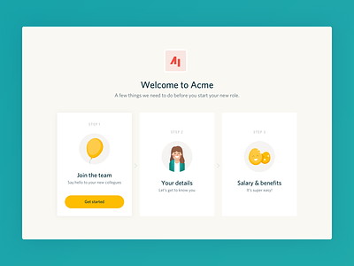 Flare employee onboarding welcome dashboard application clean minimal product ui ux
