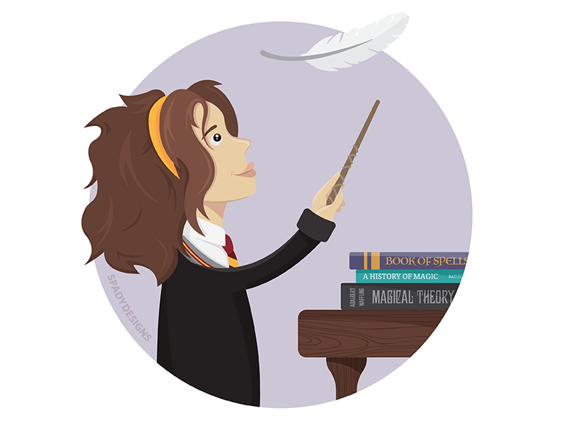 Hermoine Granger cartoon girl woman fan art magic illustration vector character harry potter