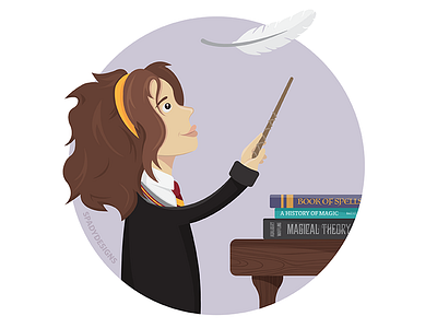 Hermoine Granger cartoon character fan art girl harry potter illustration magic vector woman