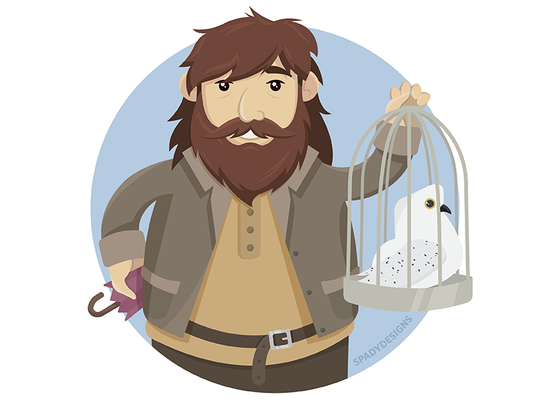 Rubeus Hagrid bird owl man fan art magic illustration vector character harry potter