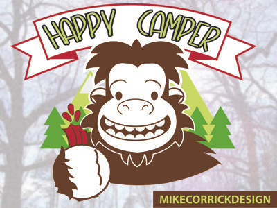 Happy Camper Logo big foot camping illustration logo out doors