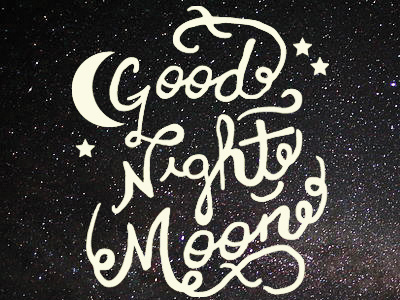 Good Night Moon letters moon night script sky t shirt