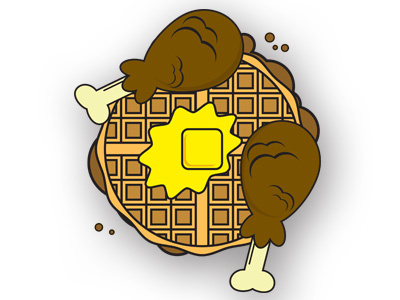 Chicken and Waffles chicken dinner illustration logo waffles