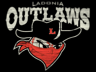 Outlaw Rebound baseball cowboy illustration logo outlaw