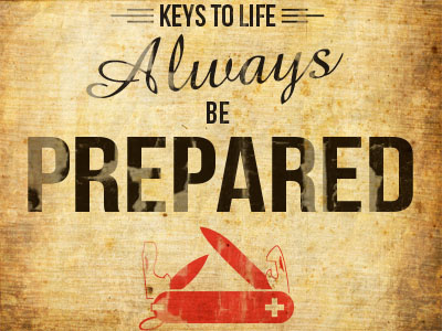 Always Be Prepared army illustration knife swiss