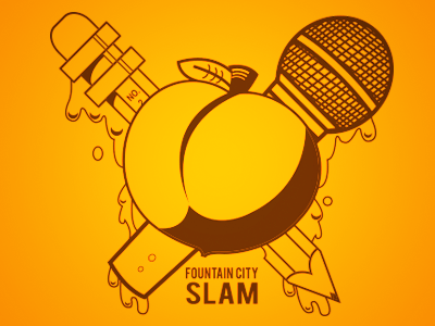 Fountain City Slam 14 illustraion logo microphone peach pencil