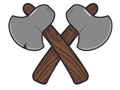 Crossed Axes axe cartoon illustration logo