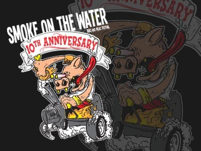 Smoke on the Water BBQ Fest poster art bbq pig poster rat fink