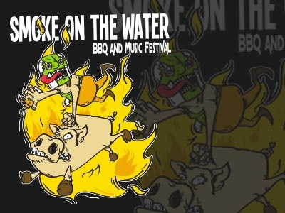 Smoke on the Water BBQ Fest poster art 2 bbq fire music pig poster wrestling