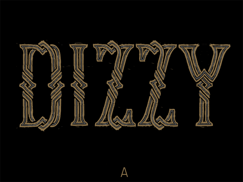 Letterheads: A or B caps dizzy gold knotwork lettering stroke