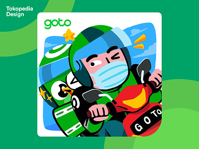 GoTo Illustration - A Joyful Ride branding character design gojek graphic design illustration mascot ride tokopedia ui ux