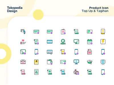 Tokopedia Product Icons - Top up & Tagihan branding design digital icon illustration product icon recharge tokopedia top up ui user interface ux