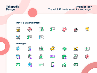 Tokopedia Product Icons - Travel & Entertainment branding design icon illustration outline product icons tokopedia travel entertainment ui user experience user interface ux vector