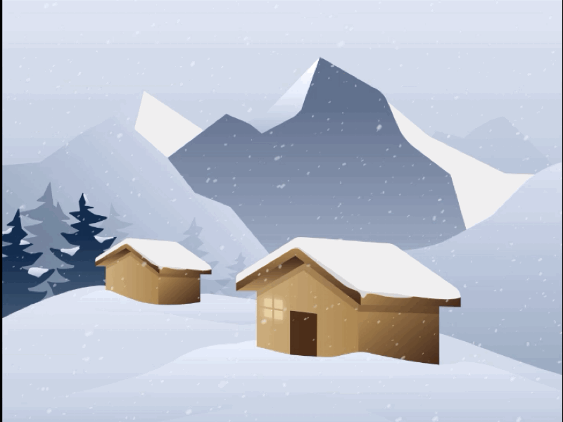 Calm Winter after affects animation forest gradients hut illustration illustrator mountains simulation snow vectors winter