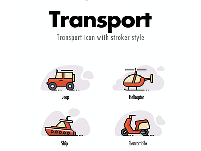 transport icon app card design electrombile helicopter icon illustration jeep ship trip ui