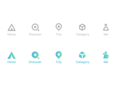 Tabbar category design discover home icon me tabbar trip ui