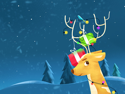 Reindeers go rah-rah! animal character character christmas colours design illustration snow