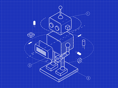 Physical Computing & Robotics blueprint illustration vector vector illustration