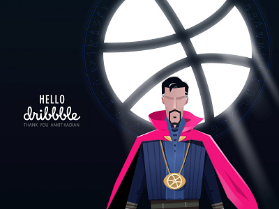 Hello Dribbble black debut debutshot design doctor strange flat design flat illustration flatdesign hello dribbble hellodribbble illustration marvel marvel movie night vector