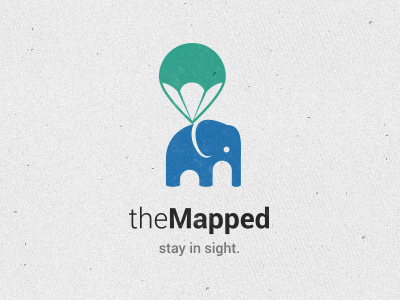 theMapped Logo blue elephant green illustration logo m map parachute pin vector