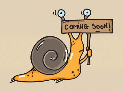 Designing a Coming Soon Page for Your Website article brown character coming soon illustration orange slow snail vector