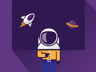 Why Do You Need an Investor Pitch Deck, Anyway? astronaut illustration investor man orange pitch deck projection purple space vector