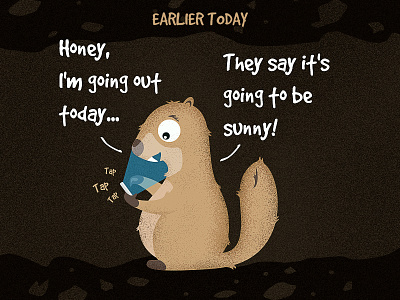 Not So Happy Groundhog Day brown day funny grey groundhog illustration sixmonths spring vector weather white winter
