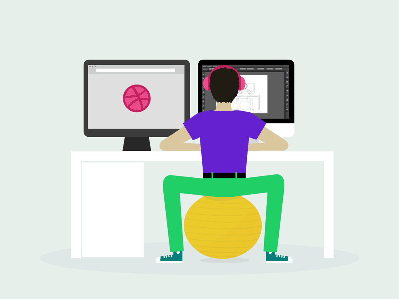 Keep Bouncing ball bouncy computer designer dribbble exercise fitness green office play purple yellow