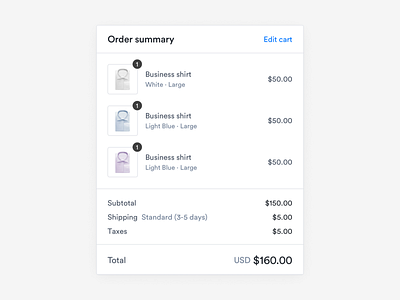 E-commerce Checkout Summary UI cart checkout ecommerce payment summary ui ux