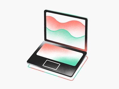 Working color graphic design illustration laptop retro style vintage working